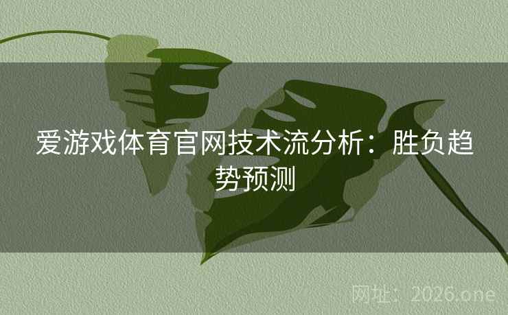 爱游戏体育官网技术流分析：胜负趋势预测